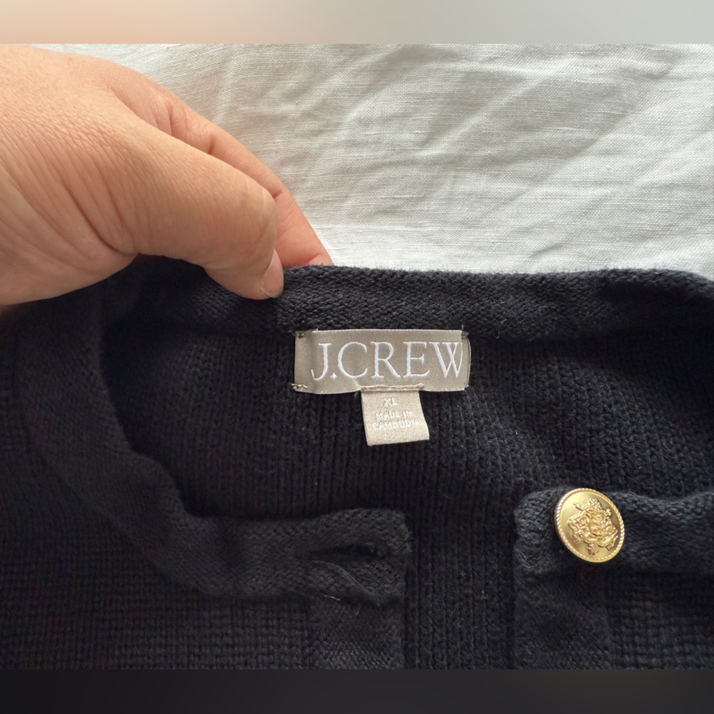 J. Crew Black relaxed Emilie sweater lady jacket - Picture 8 of 11